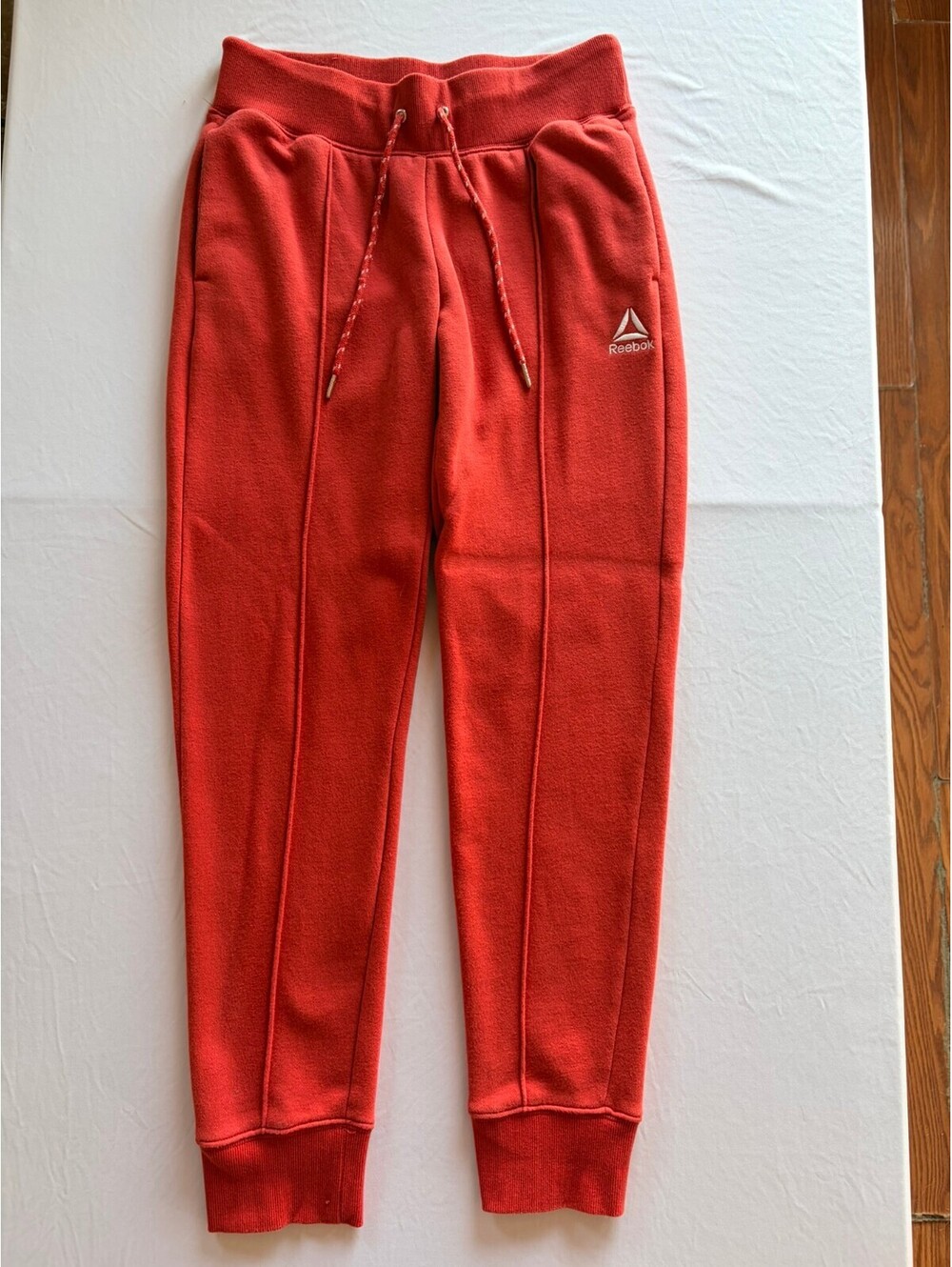 Reebok Women’s XS Red Coral Fleece Jogger Sweatpants Drawstring Pockets